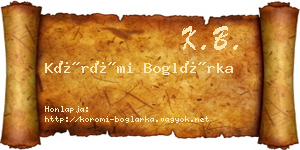 Körömi Boglárka névjegykártya